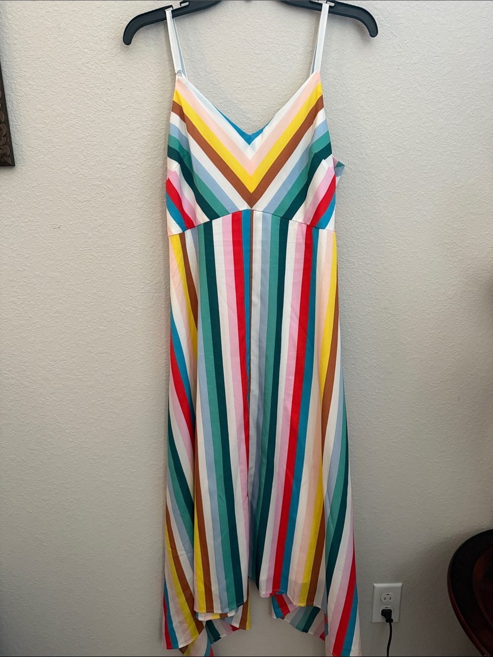 Johnston & Murphy Multicolor Striped High-Low V-Neck Dress